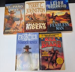 Vtg Mixed Western Paperback Book Lot 5 Various Authors Old West Frontier Cowboys